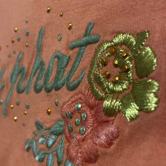 Vintage Baby Phat embroidered “melon orange” T-shirt with gold & copper beads. - Picture 5 of 12